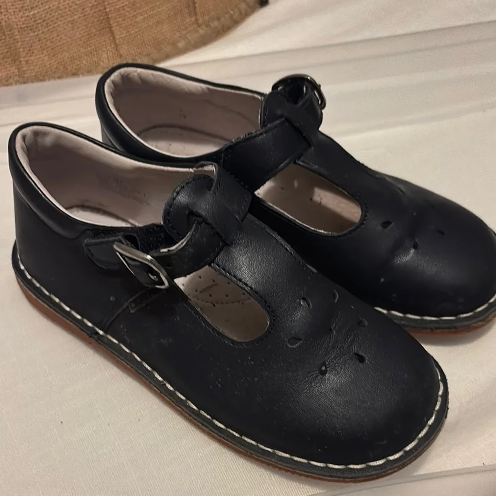 Girls Black T-Strap Dress Shoes with Buckle